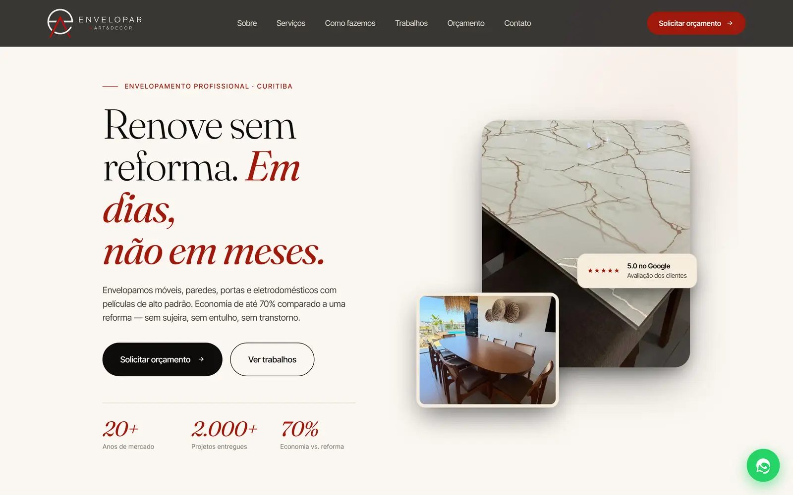 Site da Envelopar Art & Decor