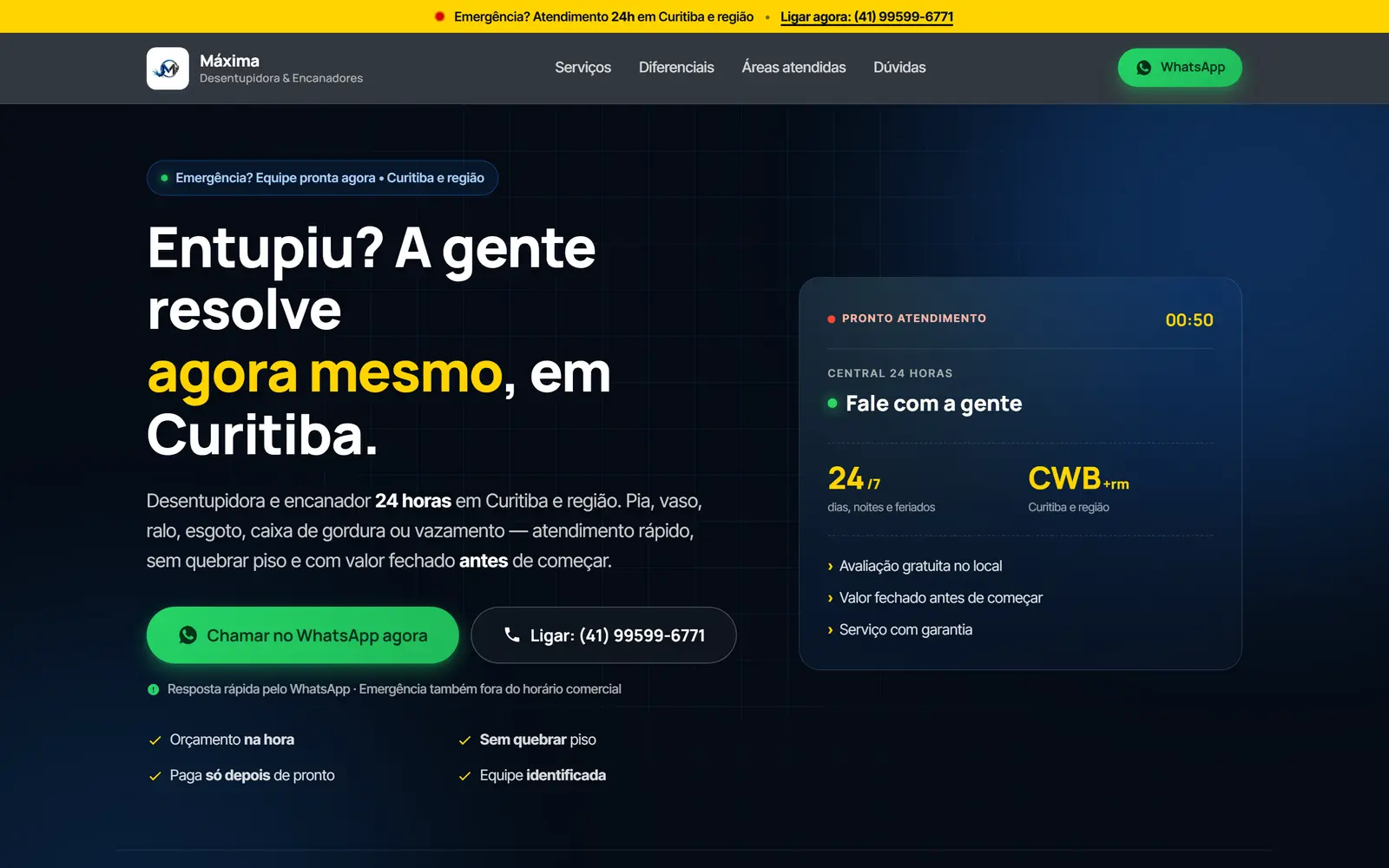 Site da Máxima Desentupidora