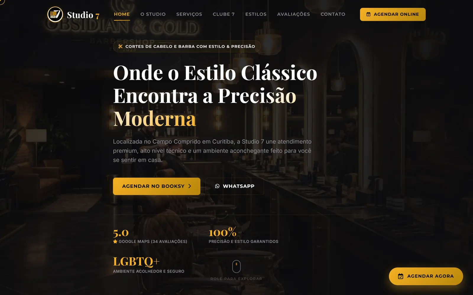 Site da Studio 7 Barbearia