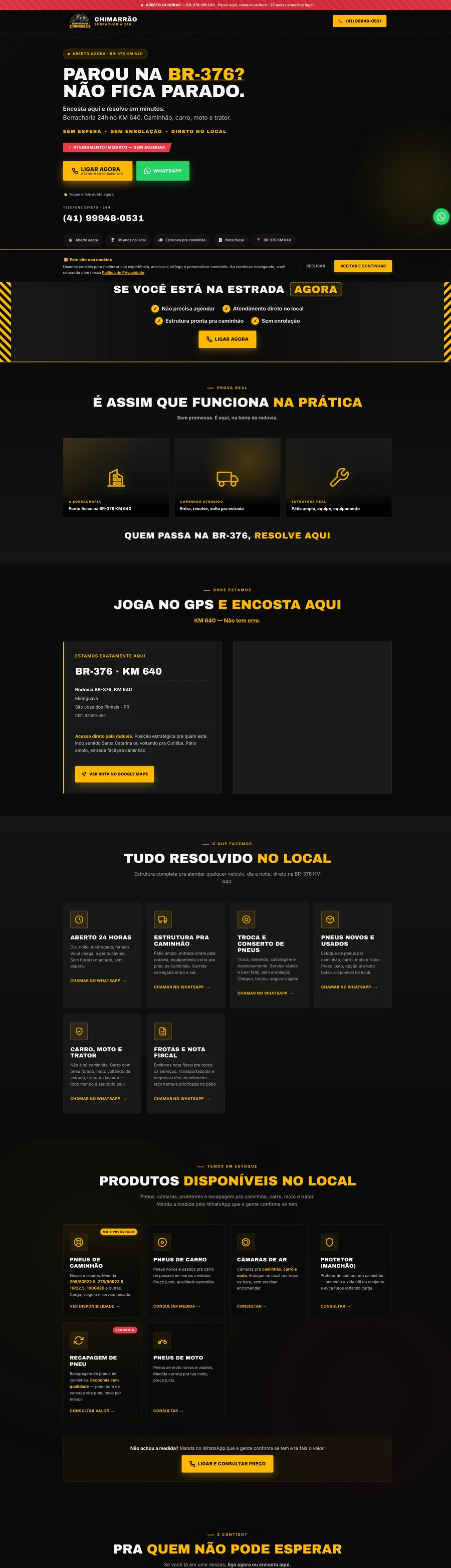 Site Borracharia Chimarrão BR-376 — criado por Gustavo Digital