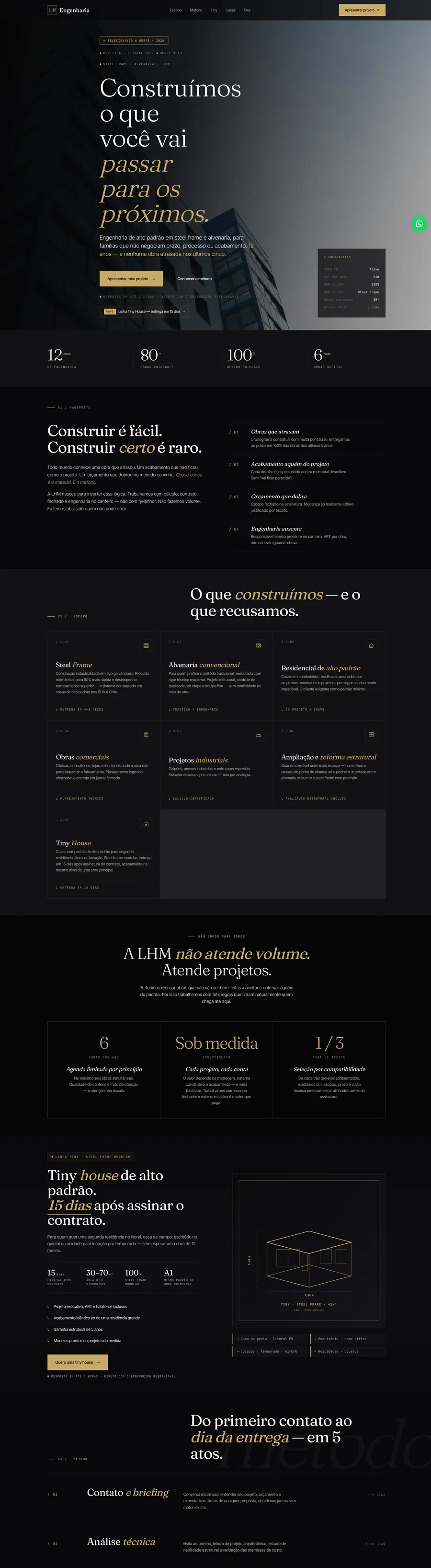 Site LHM Engenharia Steel Frame Curitiba — criado por Gustavo Digital