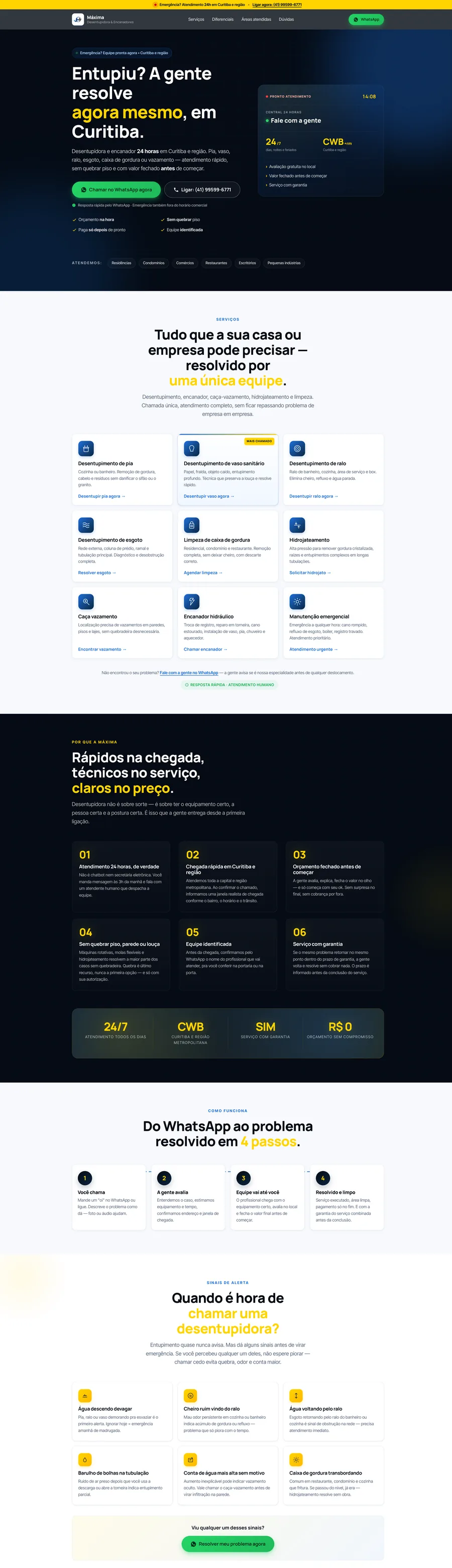 Site Máxima Desentupidora Curitiba — criado por Gustavo Digital