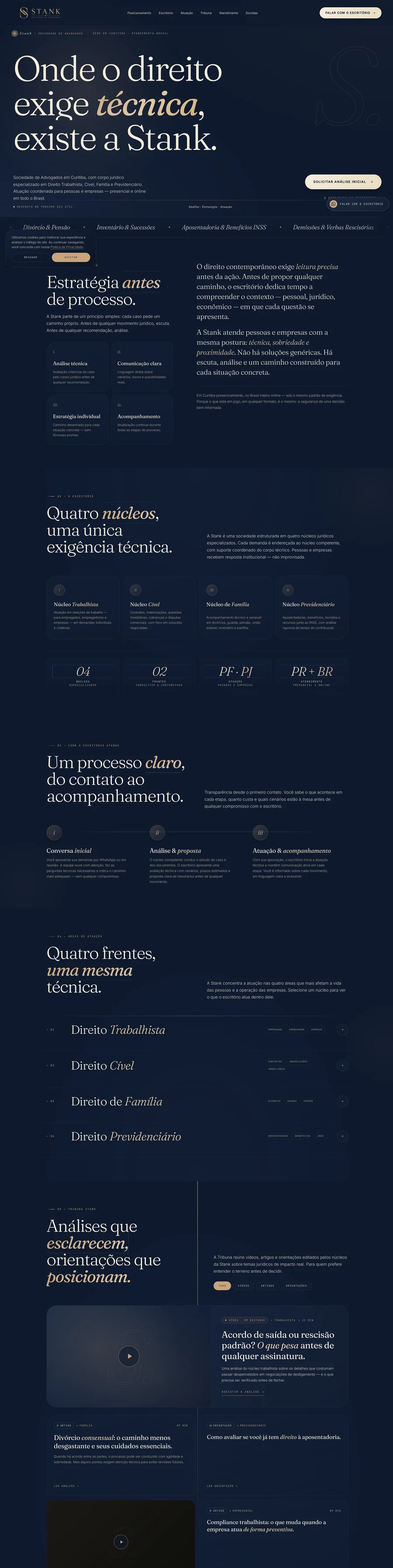 Site Stank Sociedade de Advogados Curitiba — criado por Gustavo Digital