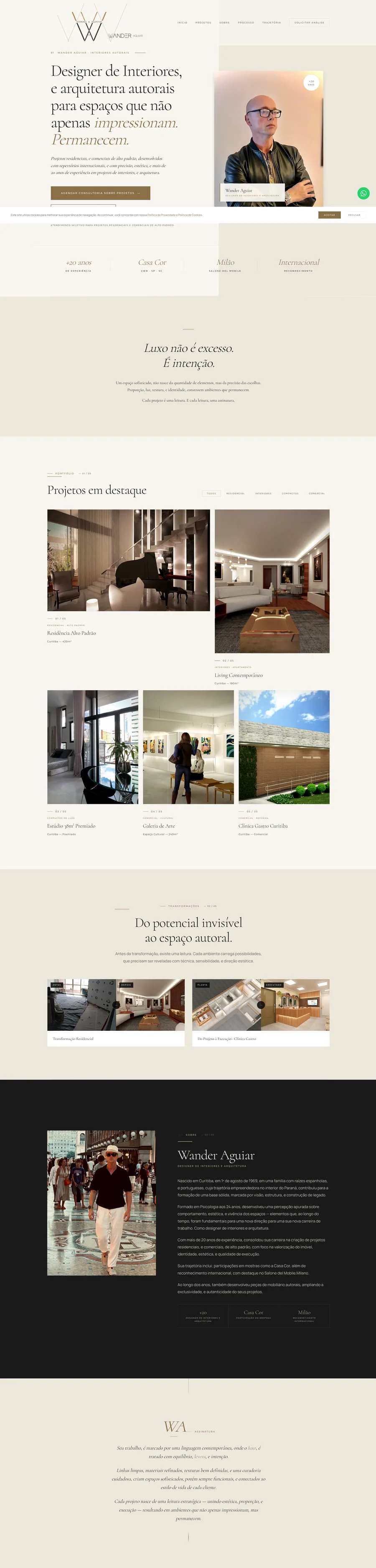 Site Wander Aguiar Designer de Interiores Curitiba — criado por Gustavo Digital